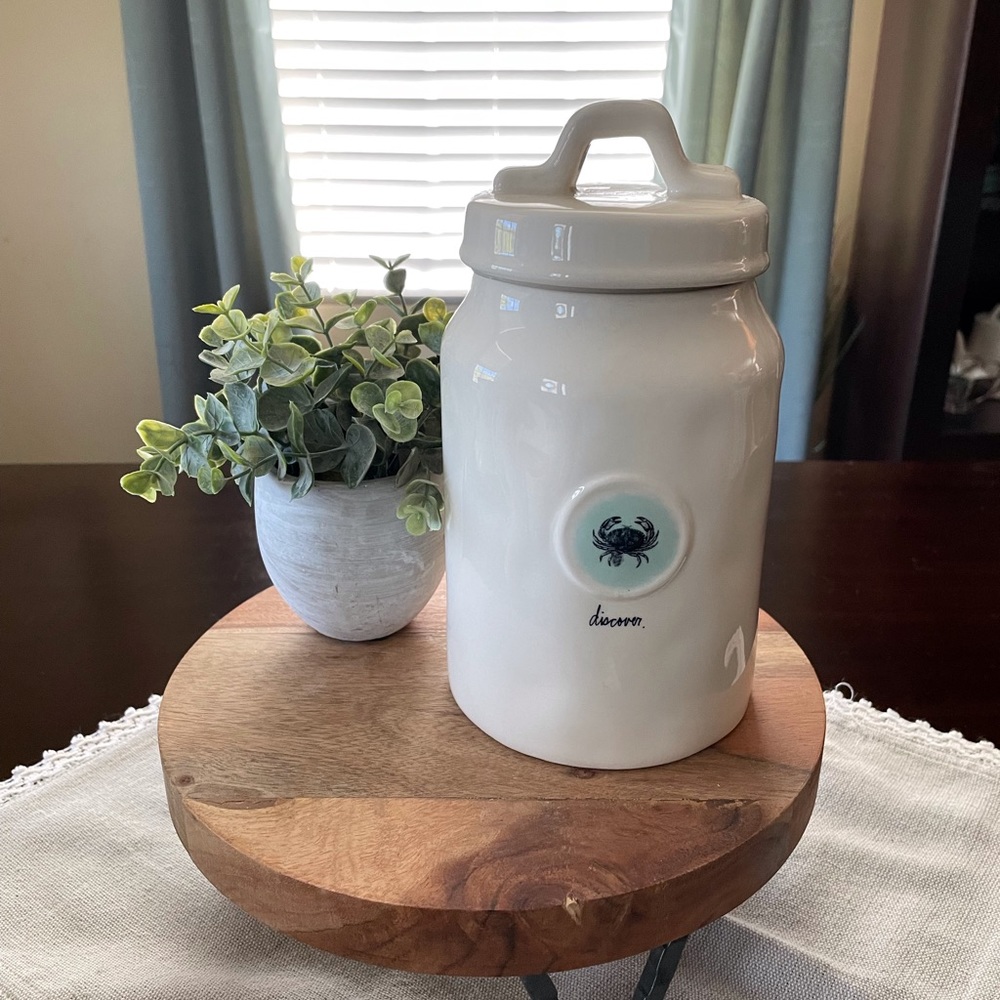 Rae Dunn "crab -discover" ceramic canister